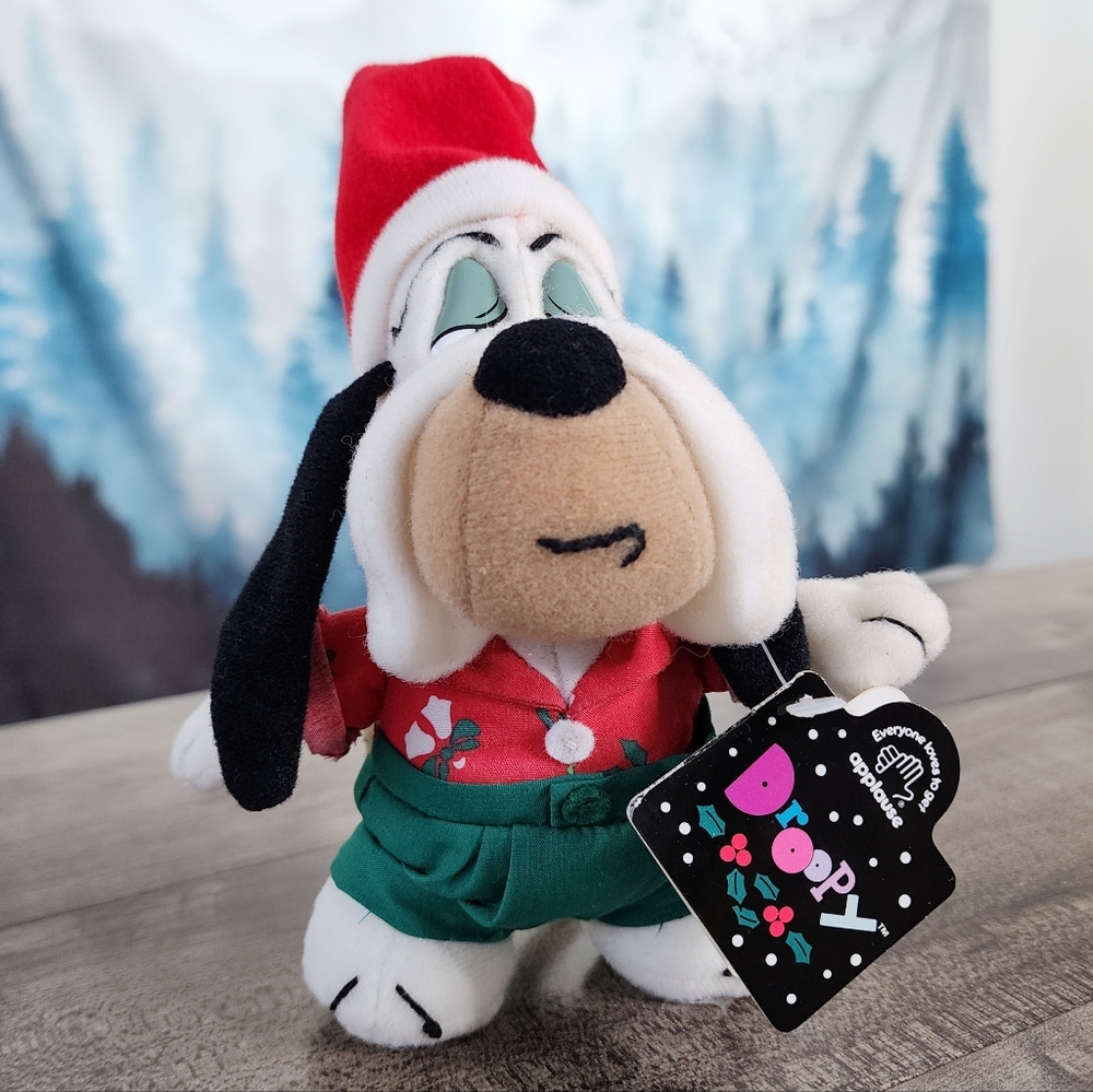 VTG Droopy Dog Christmas Plush Toy Applause 90s NWT 1990